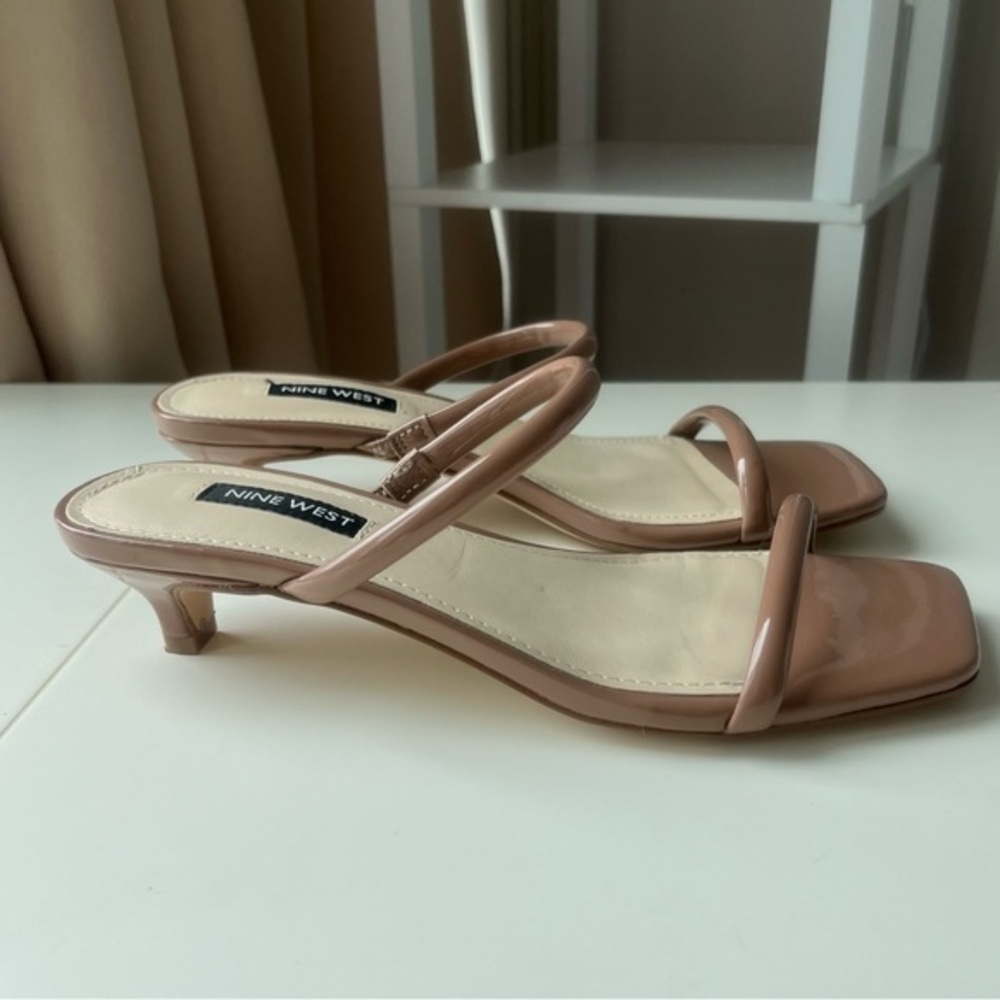 Nine West Noel tan kitten heel Slide Sandals